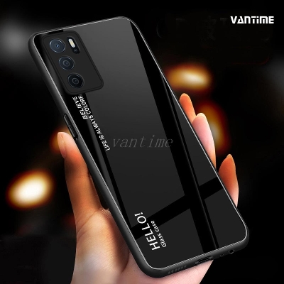Picture of For OPPO A16 Case Gradient Phone Back Hard Glass Cover