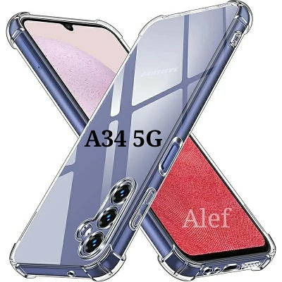 Picture of Samsung Galaxy A34 5G Soft TPU Clear Transparent Shockproof Airbag Back Cover Case