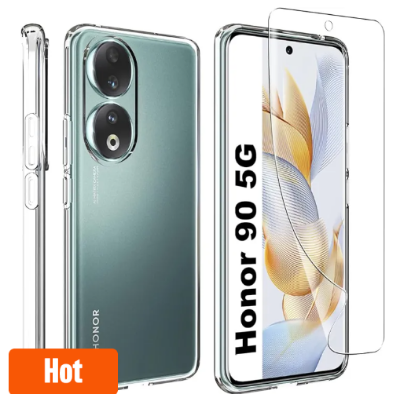 Picture of For Honor 90 Reinforced Shockproof Cushion Back Clear Hybrid Transparent Sof Tpu Back Cover For Honor 90 Phone Case