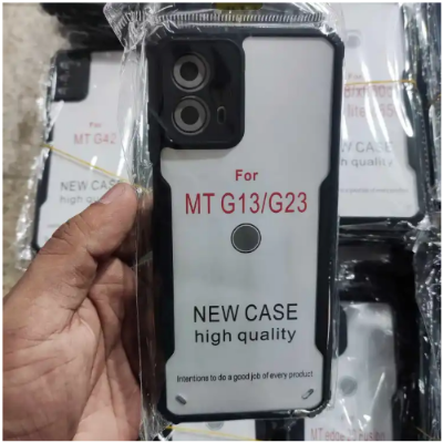 Picture of For Motorola Moto G13 G23 Clear Back Hard Covers Shockproof Soft Black Rubber Frame Camera Protection Transparent Mobile Phone Cases