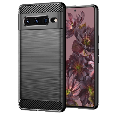 Picture of Google Pixel 7 Luxury Soft Silicone Back Case Rugged Carbon Fiber Armor Back Case Cover