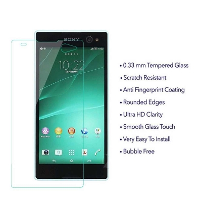Picture of For Sony Xperia C5....3mm screen protector 9H Hard 2.5D Arc Edge Round Border Screen Protector with Clean Tools