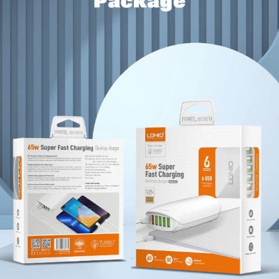 Picture of LDNIO A6573C 65W USB Super Fast Charging 6 Port USB Charger