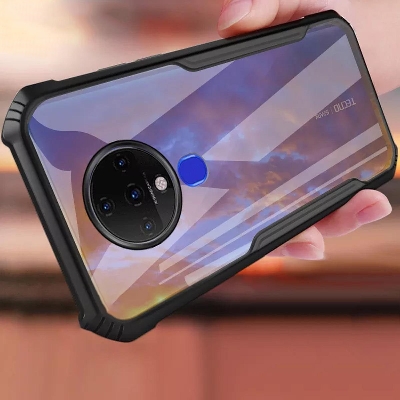 Picture of For Tecno Spark 6 Shockproof TPU Bumper Clear Acrylic Mobile Phone Case For Tecno Spark 6 Back Cover