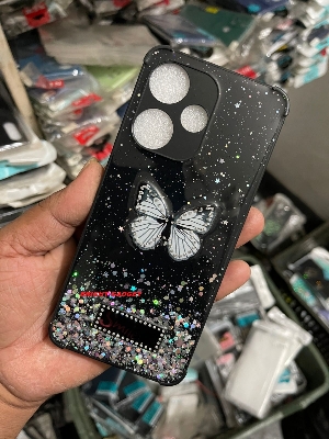Picture of For Infinix Hot 30i New Ladies With Stone Butterfly & Glitter Ladies phone Cover For Infinix Hot 30i Back Case