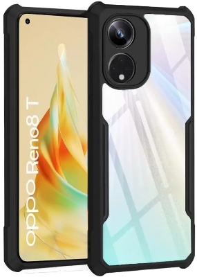Picture of for OPPO Reno8T 5G (Transparent, Black, Camera Bump Protector) Back Cover