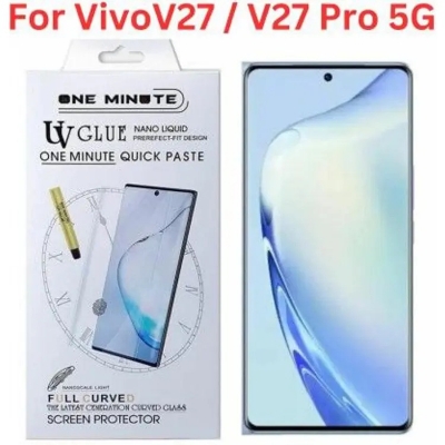 Picture of For vivo V27/ vivo V27 Pro One Minute UV Glass Light Adhesive Full Glue Curved Glass Screen Protector Transparent