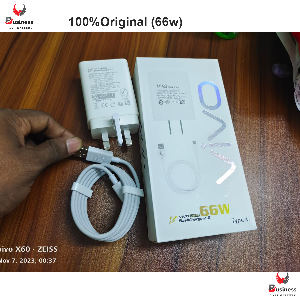 Picture of Vivo 66W FlashCharge 2.0 Charger for Vivo X Series & Latest/5G Phones.For Vivo V23 , V23e , V23e 5G , V23 5G , V23 Pro , V25 , V25 , Y35 ,Y55 , Y76 5G , Y75 ,  Y78 , Y78+ , iQOO Z7 , iQOO Z7s , iQOO Pad , X70 Pro