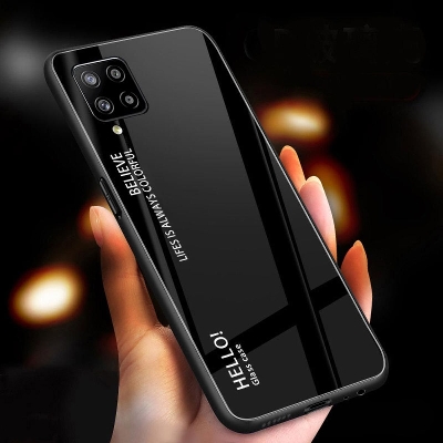 Picture of for Samsung Galaxy M32 Case Gradient Phone Back Hard Glass Cover