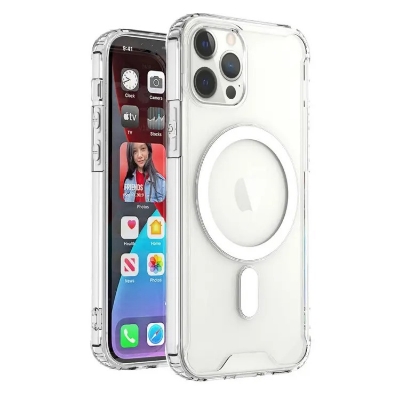 Picture of For iPhone 12 Pro Max Anti Yellow Magsafe Magnetic Wireless Charging Case Clear Transparent Shockproof Back Cover Phone case