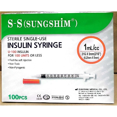 Picture of Insulin Syringe U-40 1ml 31G*5mm 100 Pcs