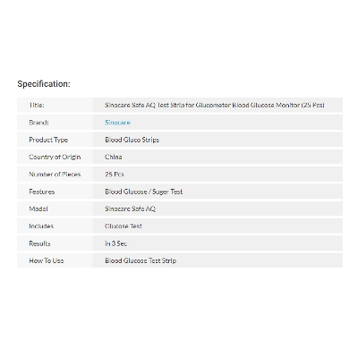 Picture of Sinocare Safe AQ 50 Pcs Test Strip for Glucometer Blood Glucose / Suger Test Meter
