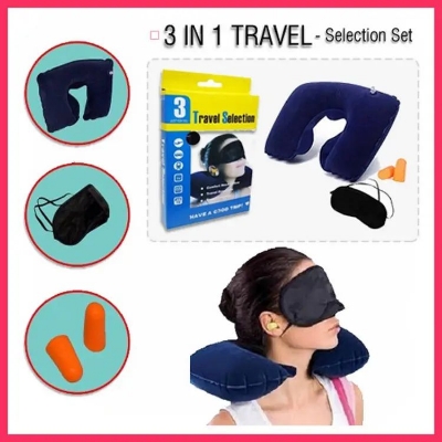 Picture of 3 In 1 Travel Selection - Multicolor (Neck Pillow, Eye Cover, Earplug)