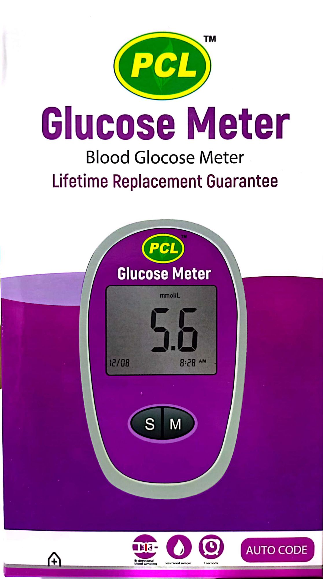 Picture of PCL blood glucose test monitor