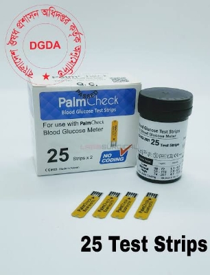 Picture of Palm Check Glucose meter Strips- 25x2 Test