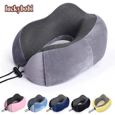 Picture of Travel Pillow Breathable Comfortable Memory Foam Pillow Easy to Carry Neck Pillow with Phone Holder