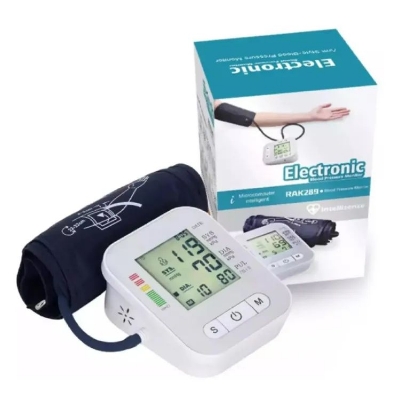 Picture of Auto blood pressure machine-digital automatic blood pressure bp monitor set with voice function - cycle light