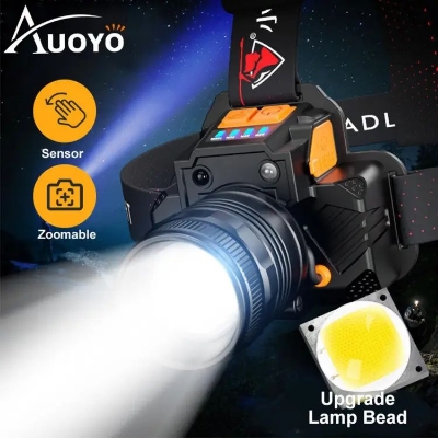 Picture of LED Rechargeable Headlight Dual Light Zoom Headlamp for using in OT Cycling BK Riding and fishing