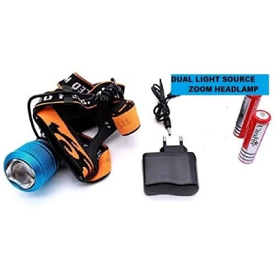 Picture of LED Rechargeable Headlight Dual Light Zoom Headlamp for using in OT Cycling BK Riding and fishing
