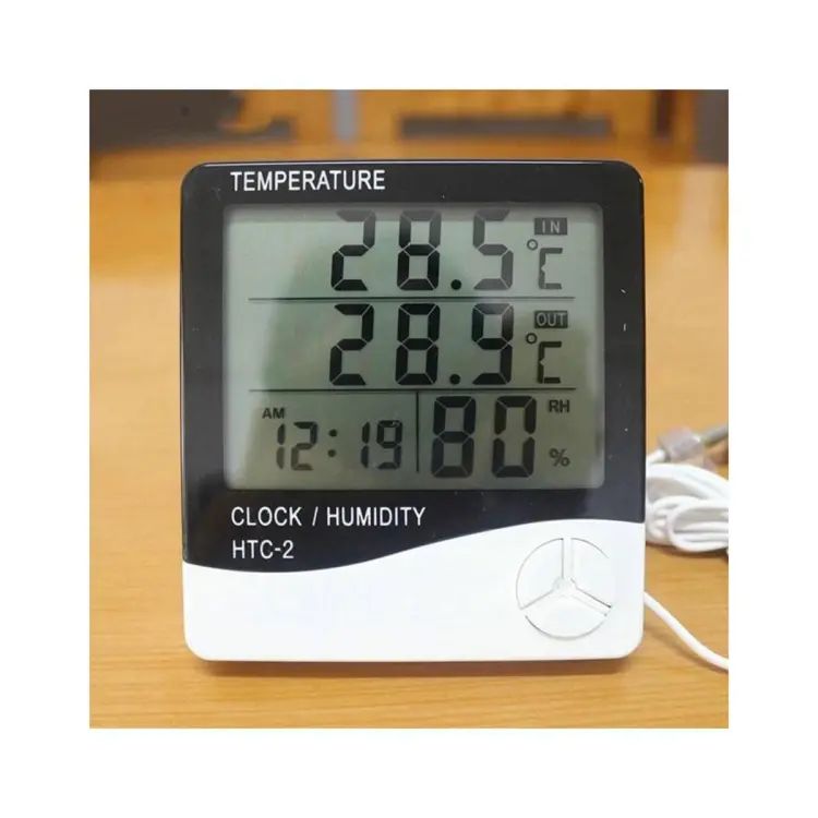 Picture of HTC-2 Digital Indoor/Outdoor Thermo-hygrometer Temperature Humidity Meter with Time/Clock Home & Industrial Room Temperature
