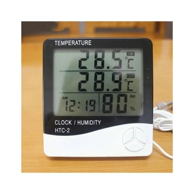 Picture of HTC-2 Digital Indoor/Outdoor Thermo-hygrometer Temperature Humidity Meter with Time/Clock Home & Industrial Room Temperature