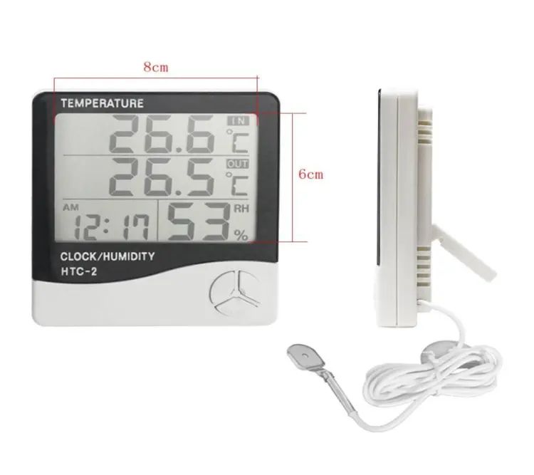 Picture of HTC-2 Digital Indoor/Outdoor Thermo-hygrometer Temperature Humidity Meter with Time/Clock Home & Industrial Room Temperature