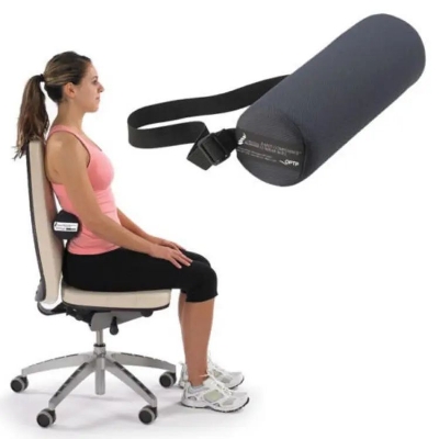 Picture of Spine Lumber Roll Cushion For Lower Back Pain - Car Seat & Office Chair (35Cm X 17Cm X 8Cm) Adjustable Belt & Washable Cover