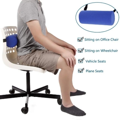 Picture of Spine Lumber Roll Cushion For Lower Back Pain - Car Seat & Office Chair (35Cm X 17Cm X 8Cm) Adjustable Belt & Washable Cover
