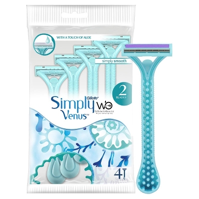 Hair Removal Razor - Simply Venus 2 Blade Razor - 1 Pack Containt 4 Razor (2 Baldes Razor)