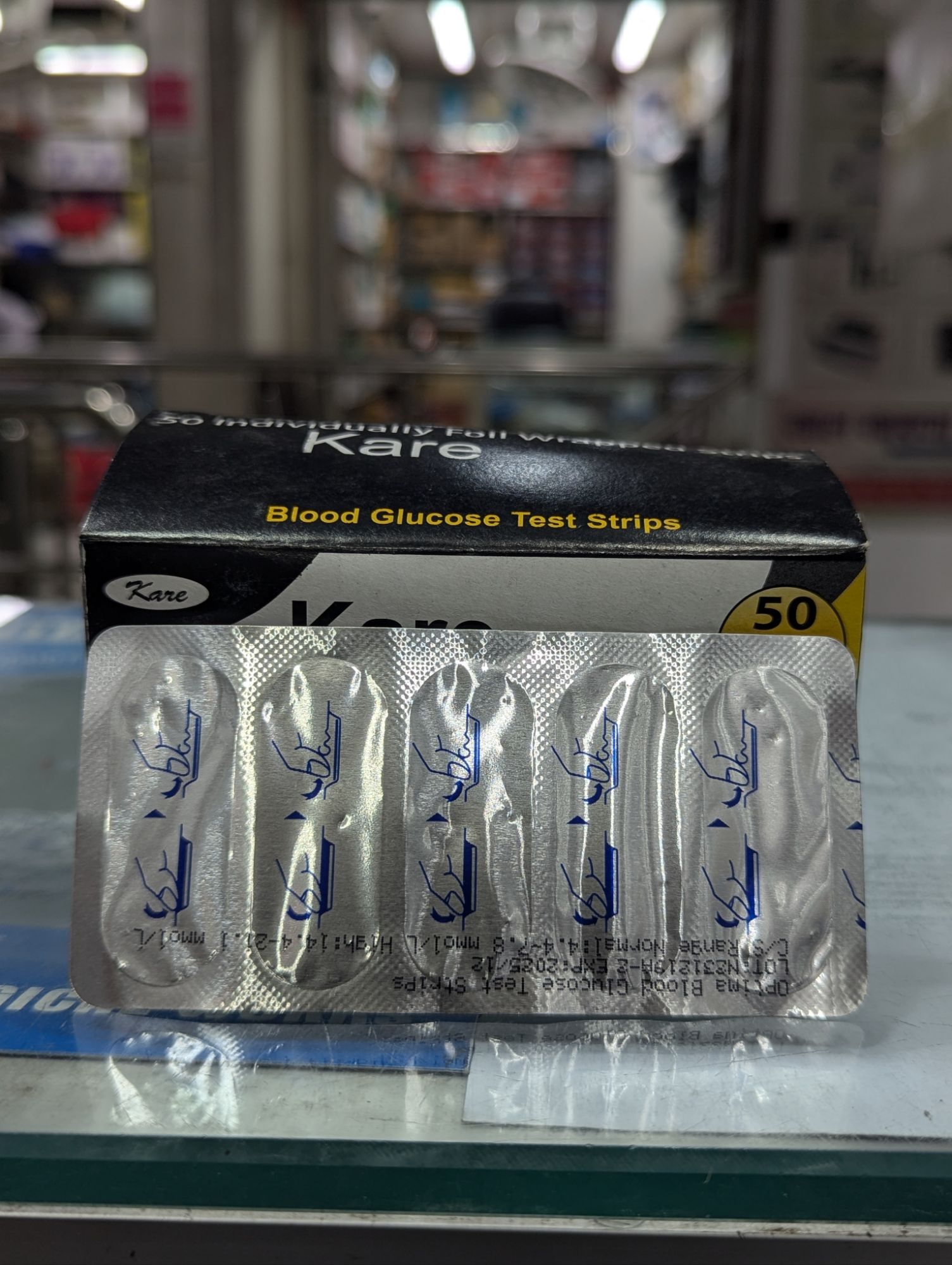 Picture of Kare/Optima blood glucose test strip 50 PCS foil pack