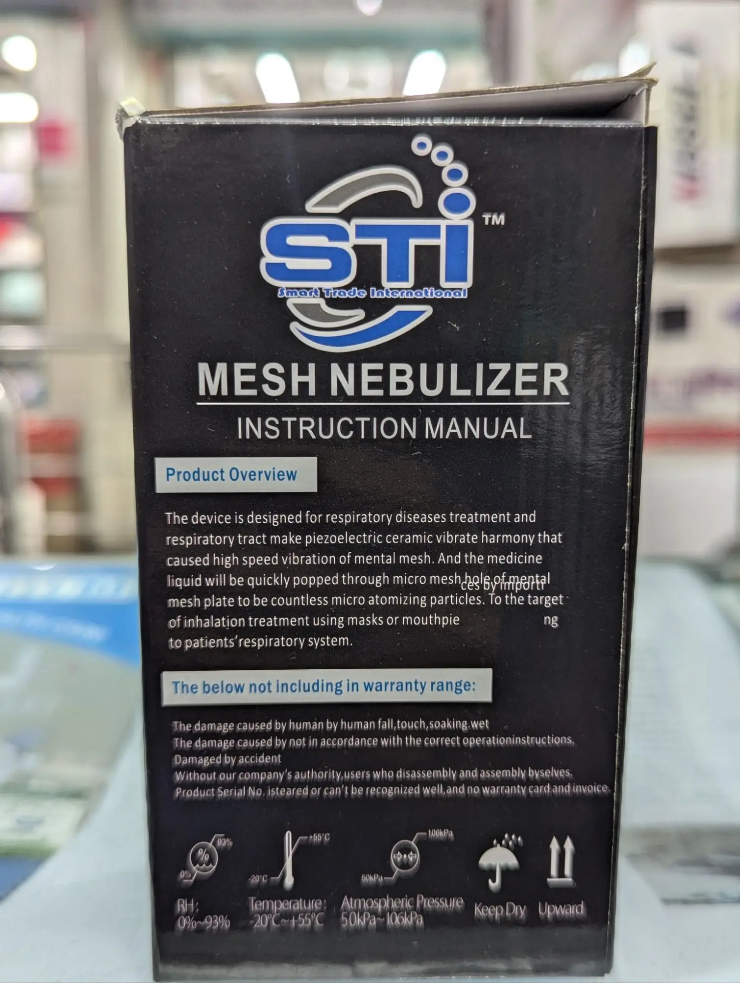 Picture of S T I Mesh nebulizer insruction manual 1 year warrnty