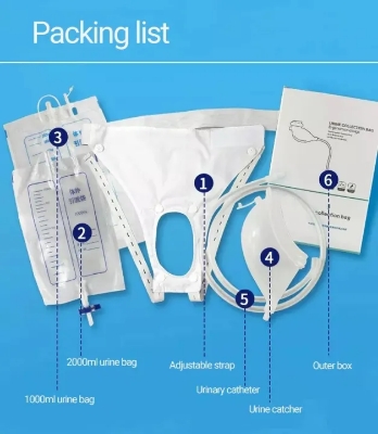 Picture of Portable reuseable medical incontinence male female urine container urine collection bag / Silicone Urine Collector Bag Adults Urinal with Urine Catheter Bags for Older Men Woman