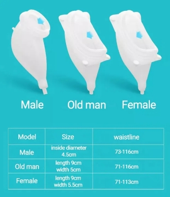 Picture of Portable reuseable medical incontinence male female urine container urine collection bag / Silicone Urine Collector Bag Adults Urinal with Urine Catheter Bags for Older Men Woman