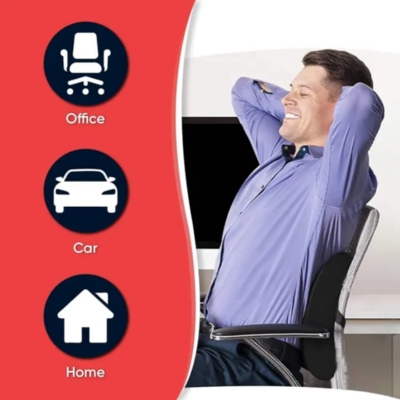 Picture of Memory Foam Lumbar Support for Back Pain Relief Compatible with Computer, Office Chairs and Cars -Ergonomic Designs Having Anti Sweat Mesh Cover on Lumbar Chair Support, h