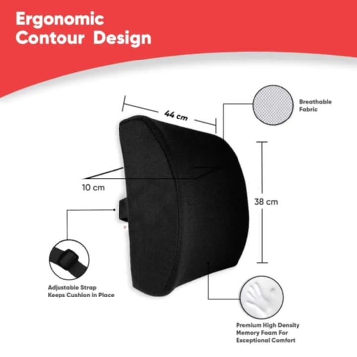Picture of Memory Foam Lumbar Support for Back Pain Relief Compatible with Computer, Office Chairs and Cars -Ergonomic Designs Having Anti Sweat Mesh Cover on Lumbar Chair Support, h