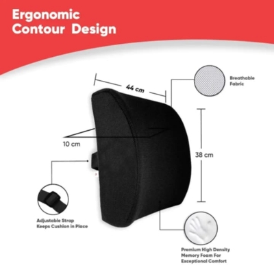 Picture of Memory Foam Lumbar Support for Back Pain Relief Compatible with Computer, Office Chairs and Cars -Ergonomic Designs Having Anti Sweat Mesh Cover on Lumbar Chair Support, h