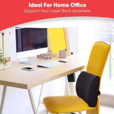 Picture of Memory Foam Lumbar Support for Back Pain Relief Compatible with Computer, Office Chairs and Cars -Ergonomic Designs Having Anti Sweat Mesh Cover on Lumbar Chair Support, h