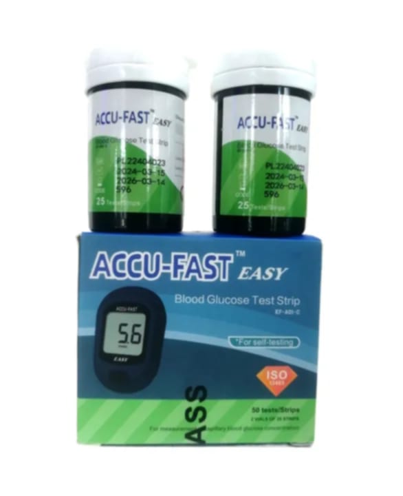 Picture of Accu-Fast Easy Blood Glucose Test Meter Test Strip 50 PCS (2 Vials of 25 Strips)