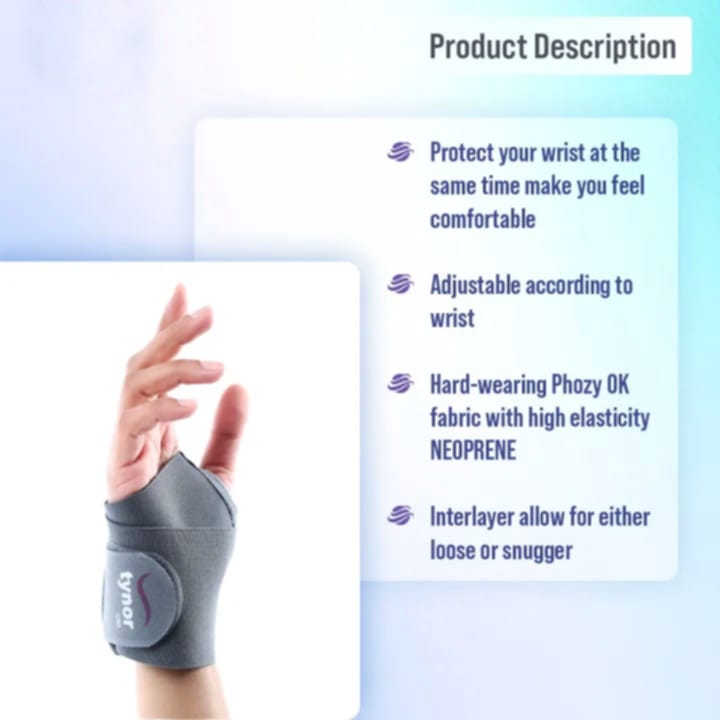 Picture of Tynor Wrist Support Brace with Thumb Unisex Medical Anatomical Stabilizing Wrap Non-Slip Compression for Pain Relief Recovery from Sprain Strain Arthritis