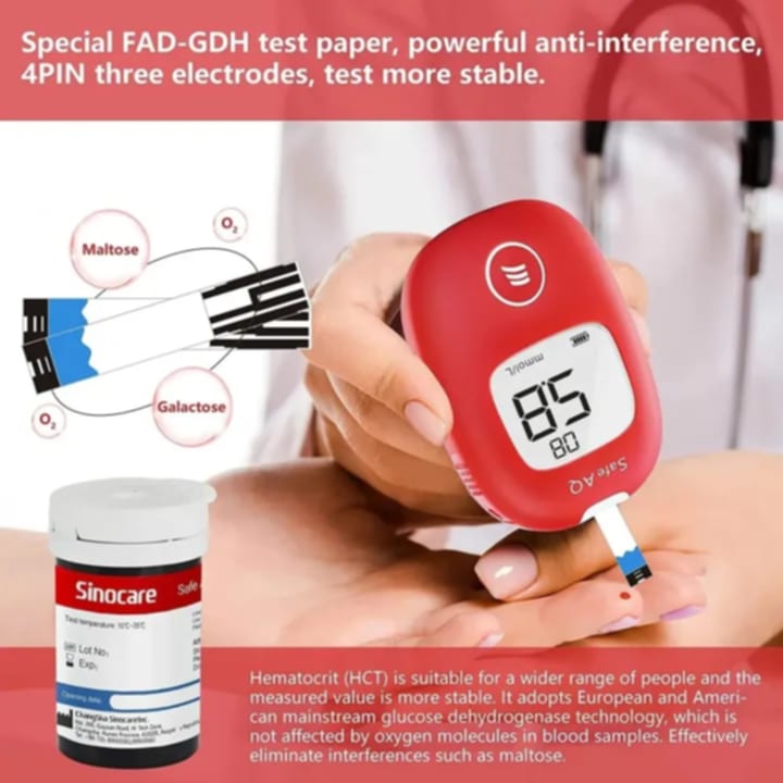 Picture of Sinocare Safe AQ 50 Pcs Test Strip for Glucometer Blood Glucose / Suger Test Meter/test strip