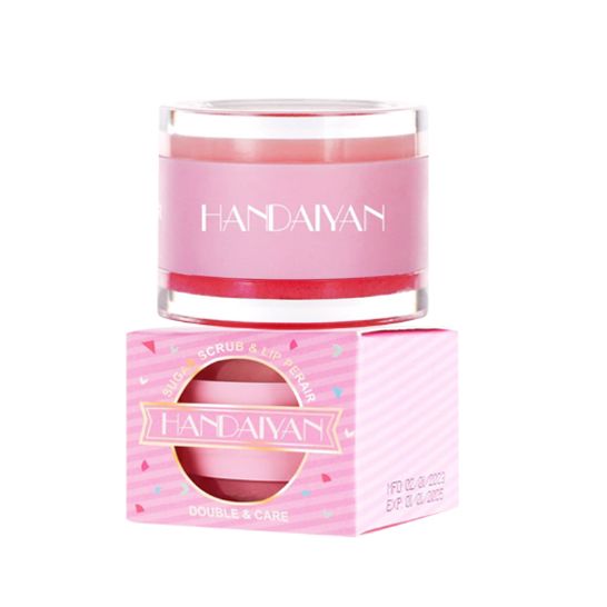 Handaiyan Lip Balm Sugar Scrub & Lip Perair 2in1 Lip Balm for Women Sugar Scrub Reduce Fine Lines Brighten Exfoliate and Nourish for Pigmented Lips Moisturizing Vitamin Packed Balm 