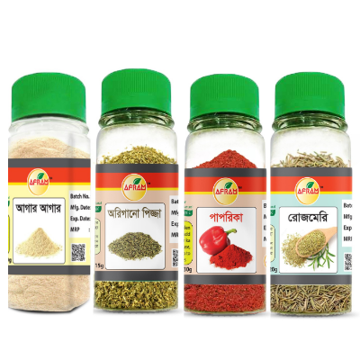 Picture of Combo Set Of Afram Agar Agar 30gm+ Oregano 15gm+ Paprika Powder 30g + Rosemary Leaves -20G - 4pieces