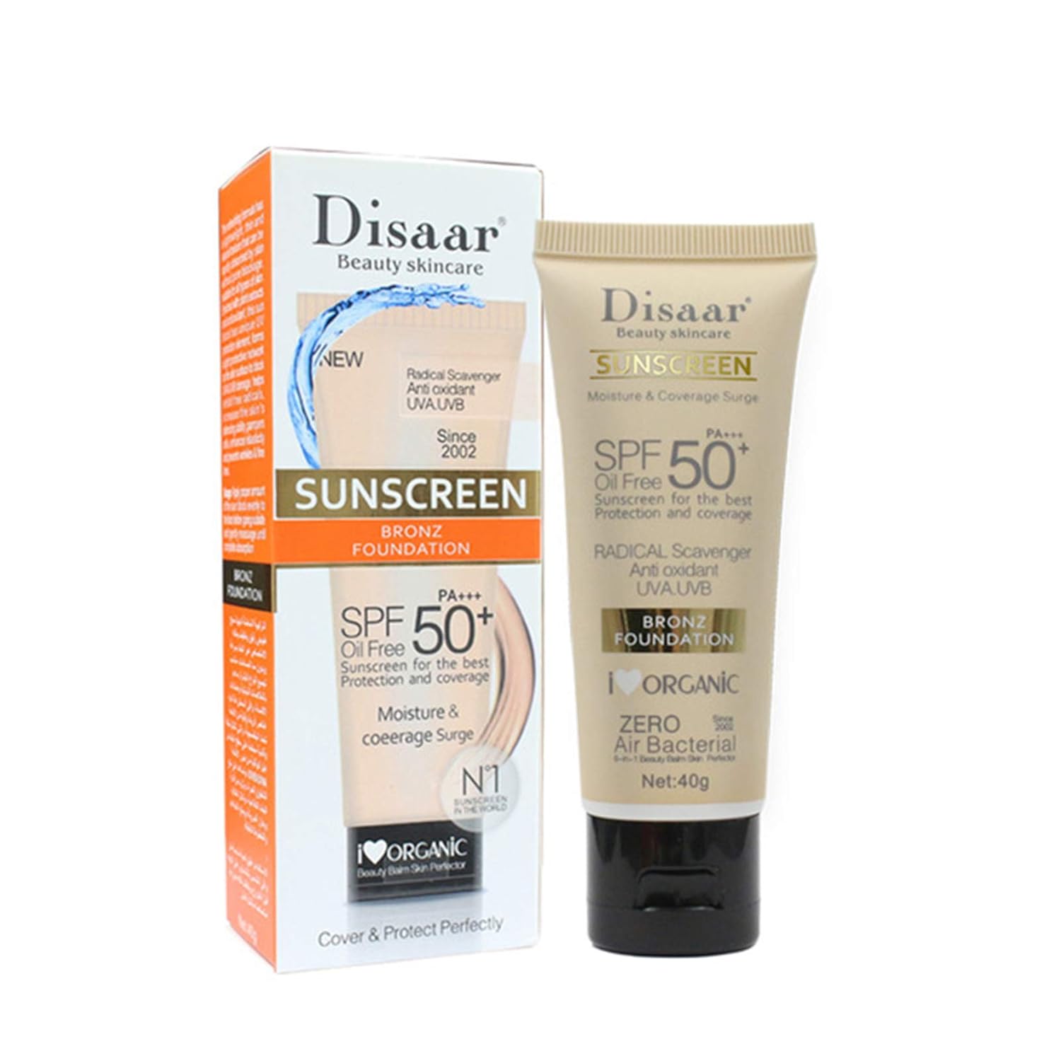 Disaar Beauty Skincare Oil Free SPF PA+++ 50+ Sunscreen Instant Protection UVA UVB Foundation - 40gm