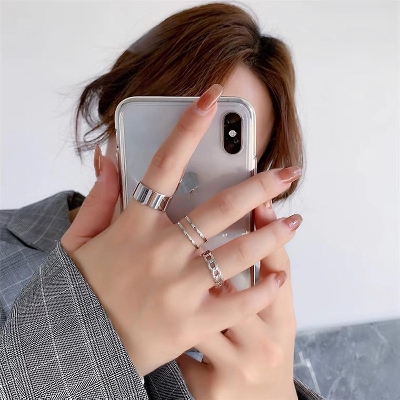 Picture of Three-piece Suit Ring/Opening Adjustable Ring Set/Vintage Drop Acrylic Ring Set Chain Jewelry Valentine's Day Gifts for Girlfriend