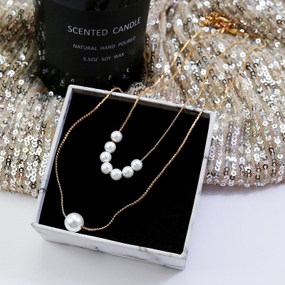 Picture of Simple Fashion Imitation Pearl Double Layer Clavicle Chain Necklace Accessories Female Jewelry New