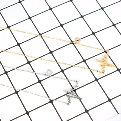 Picture of ECG Heart Pendant Necklace Women Collar Maxi Necklace Choker Necklaces for Women Neckless Jewelry