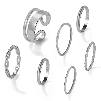 Picture of 7 Pcs Rings Set Women Ring Finger Ring Ladies Girls Couple rings Female Rings Set