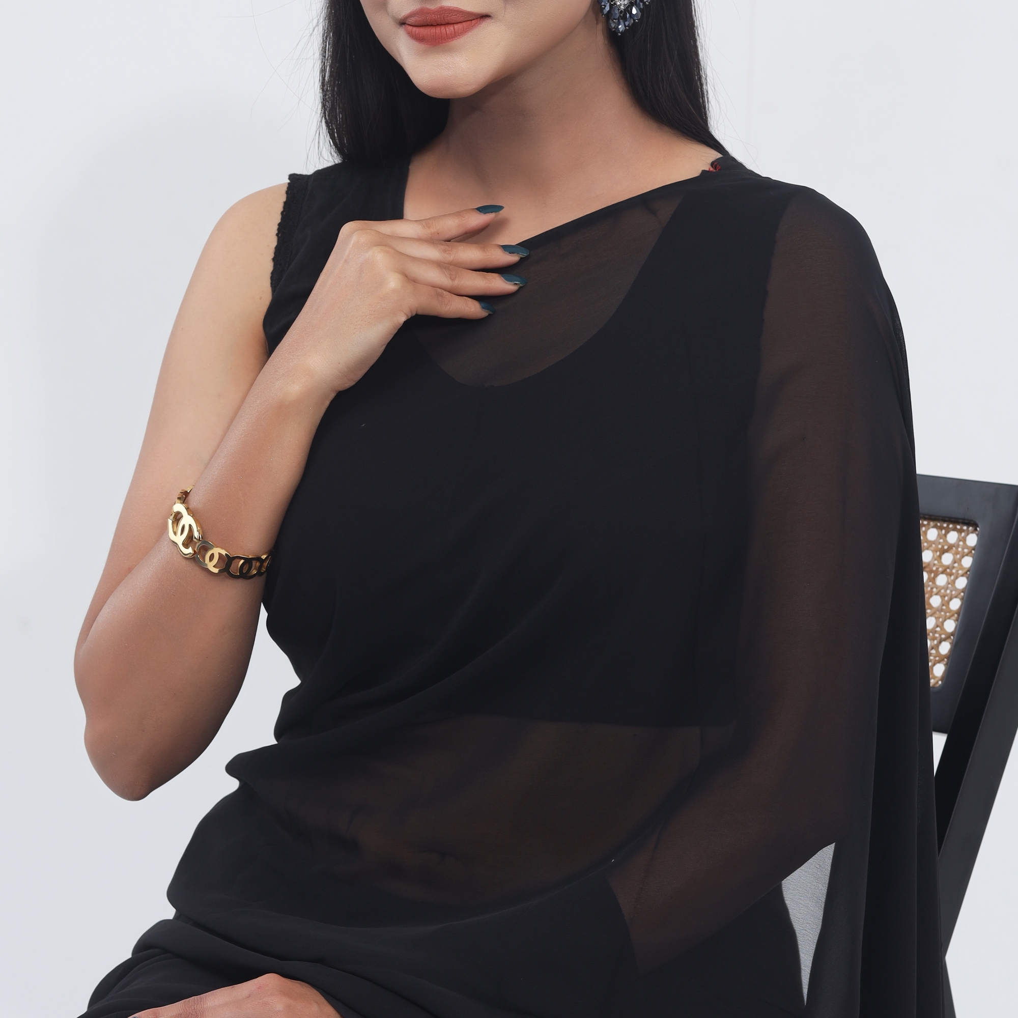 Picture of Weightless and Elegant Georgette Saree for Women - Black Color (Elegant Black) - Suitable for All Season- Perfect Casual Wear