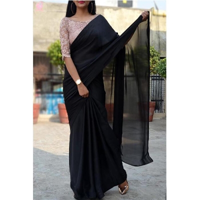 Picture of Weightless Georgette Saree for Women - Black