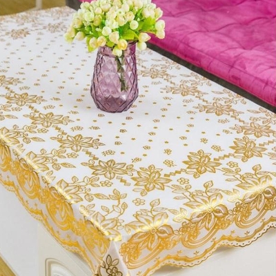 Picture of DHgate PVC Golden Colour Tablecloth Tea Cup Mat Table Cover - 40'' by 25' inches Multicolor Pakistani Dastar Khana